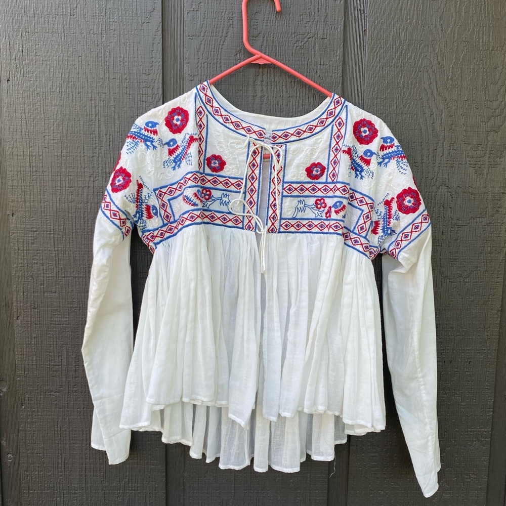 Freeway Bohemian Embroidered Tunic White Size S